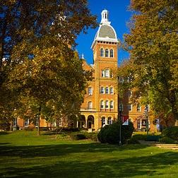 Front lawn of Old Main during the fall season